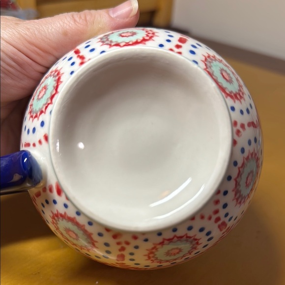 Colorful Ceramic Mug with Red and Blue Patterns - Picture 3 of 5